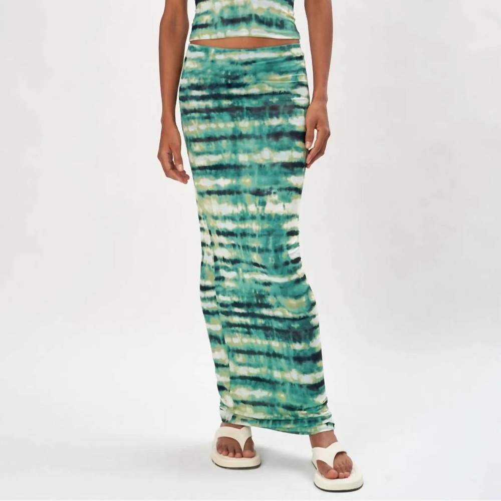 Ronny Kobo Madrid Skirt in Tie Dye Teal